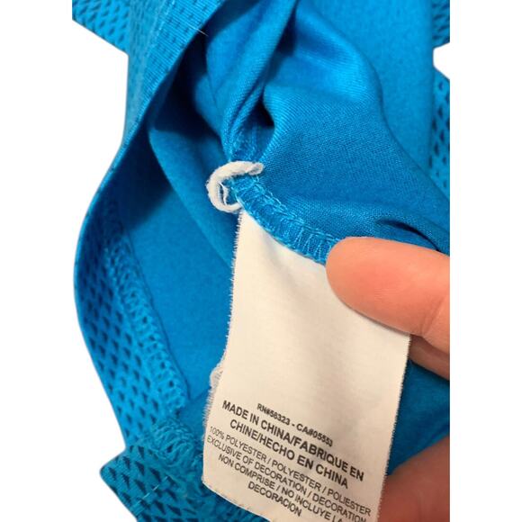 Nike Shirt Men's Medium Blue Navy Camo Short Sleeve Crew Neck Breathable Logo - Picture 7 of 7